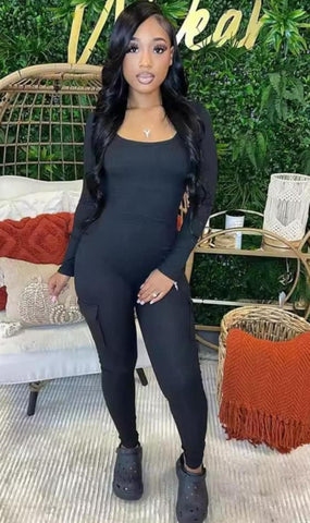 Ready For Whatever Jumpsuit (Pink, Grey & Black